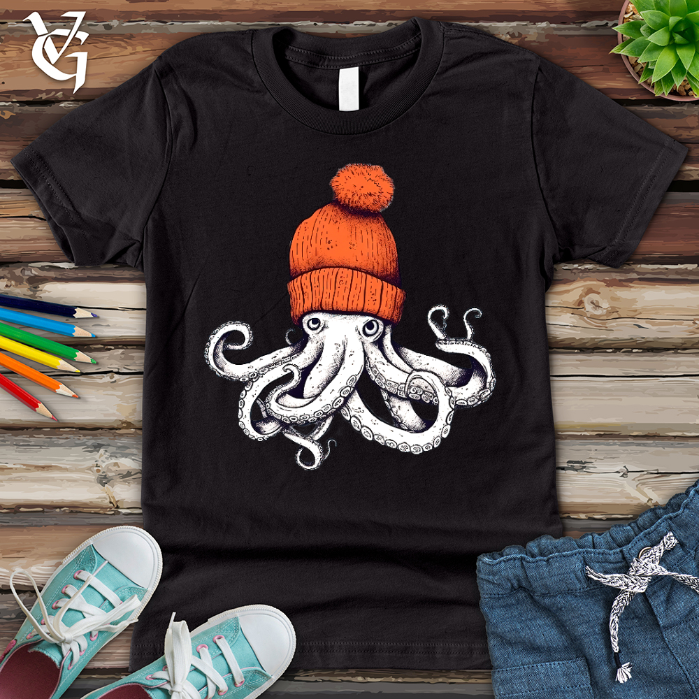 Viking Goods Octopus Orange Beanie Youth Tee Dark Grey / L