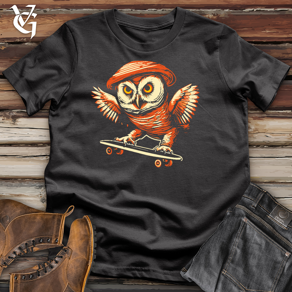 Viking Goods Owl Skate Boarder Cotton Tee Dark Grey / L