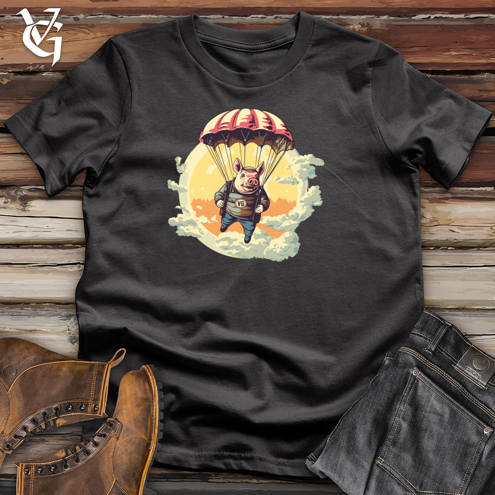 Viking Goods Pig Parachute Skydiving Excursion Cotton Tee Dark Grey / L