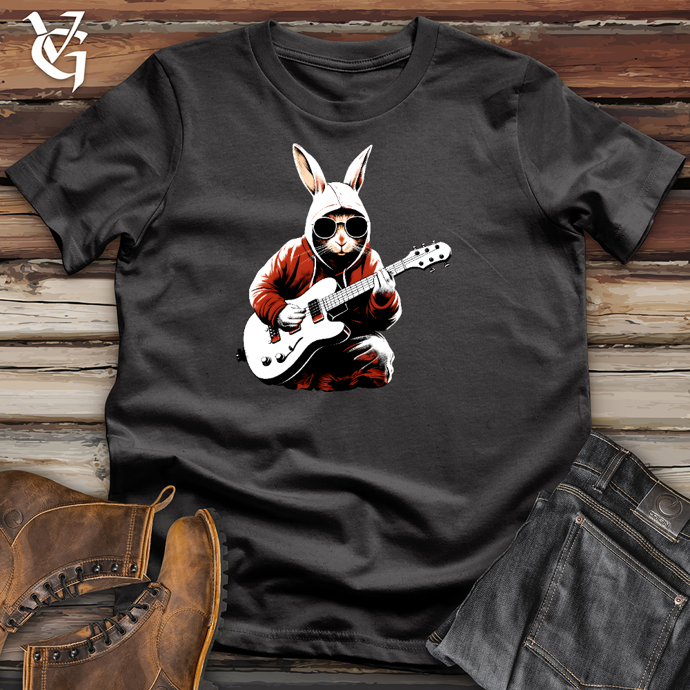 Viking Goods Rabbit Playing With Guitar Cotton Tee Dark Grey / L