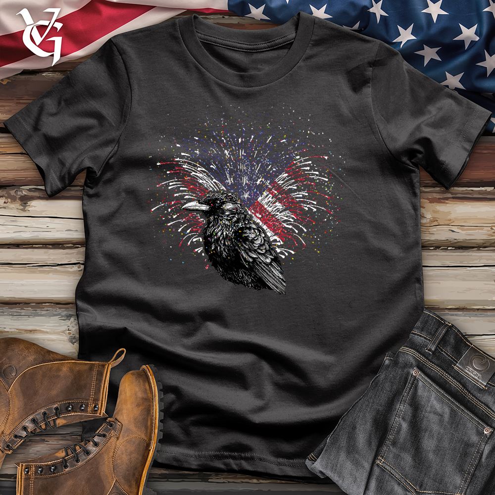 Viking Goods Raven Watching Fireworks Cotton Tee Dark Grey / L