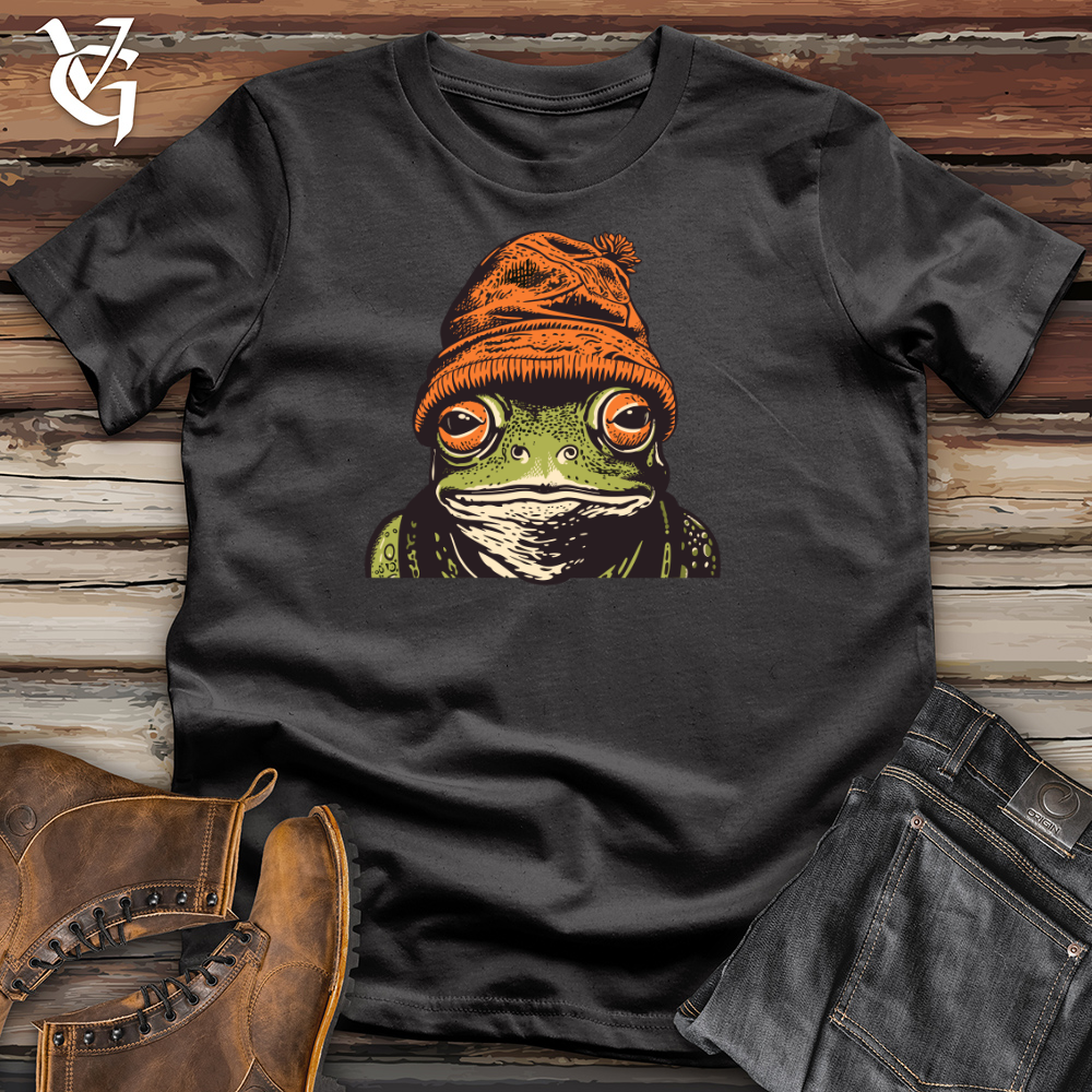 Viking Goods Retro Beanie Frog Cotton Tee Dark Grey / L