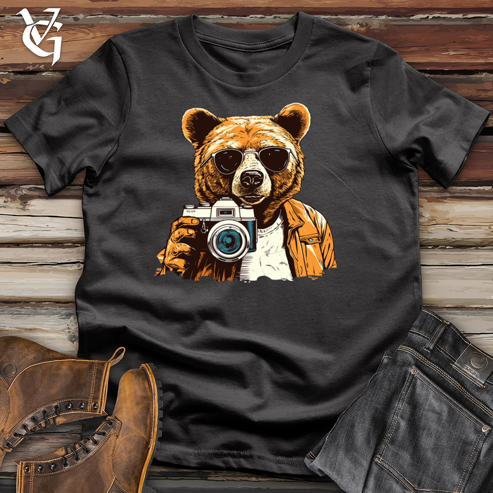Viking Goods Retro Lens Wielding Bear Cotton Tee Dark Grey / L