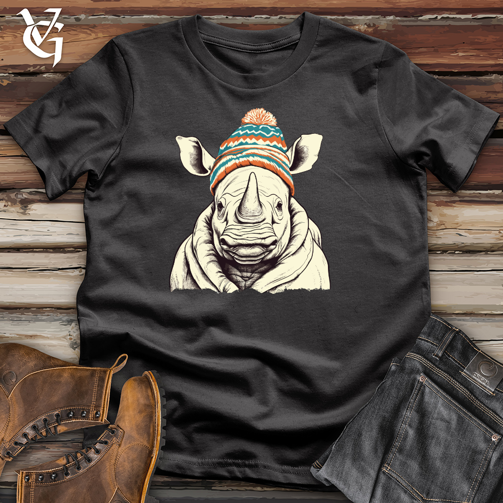 Viking Goods Retro Pompom Snow Hat Rhino Cotton Tee Dark Grey / L