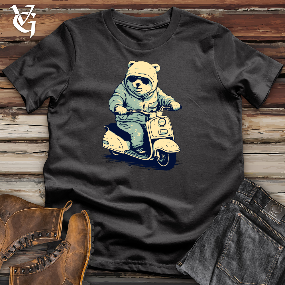 Viking Goods Retro Scooting Bear Cotton Tee Dark Grey / L