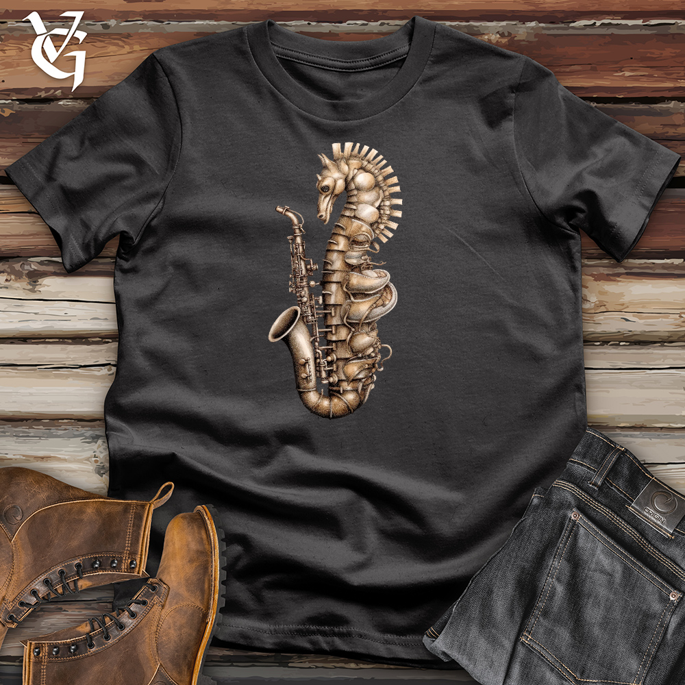 Viking Goods Seahorse Saxophone Cotton Tee Dark Grey / L