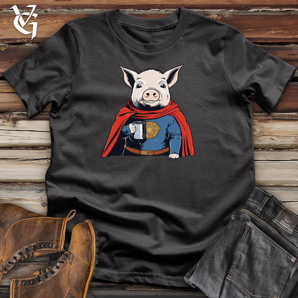 Viking Goods Super Hero Pig Cotton Tee Dark Grey / L