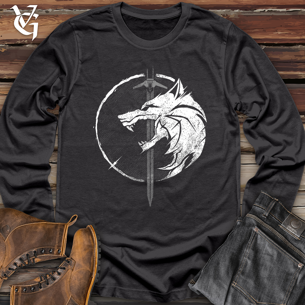 Viking Goods Sword and the Wolf Long Sleeve Dark Grey / L