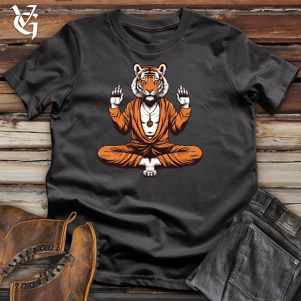 Viking Goods Tiger Doing Yoga Cotton Tee Dark Grey / L