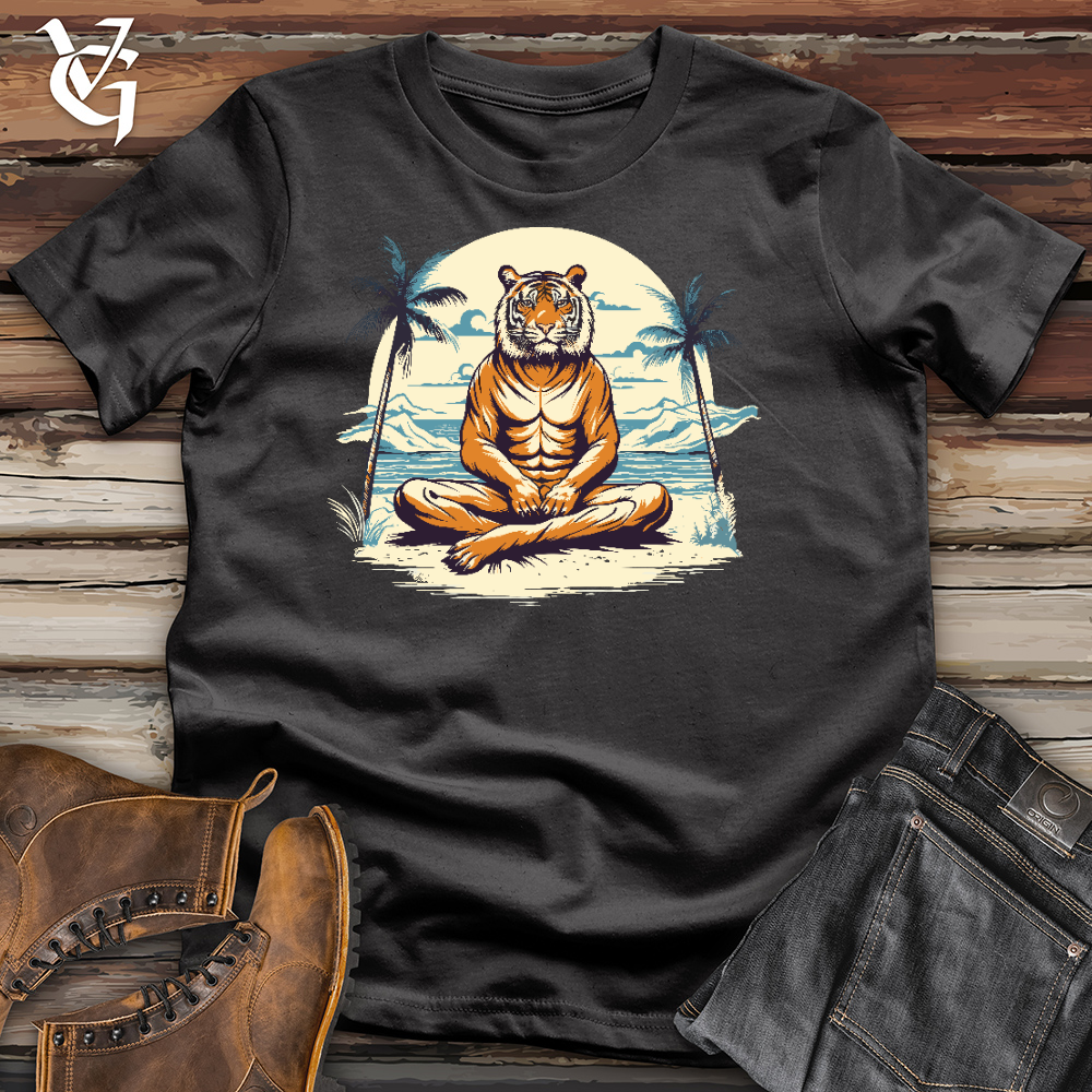 Viking Goods Tiger Doing Yoga Cotton Tee Dark Grey / L