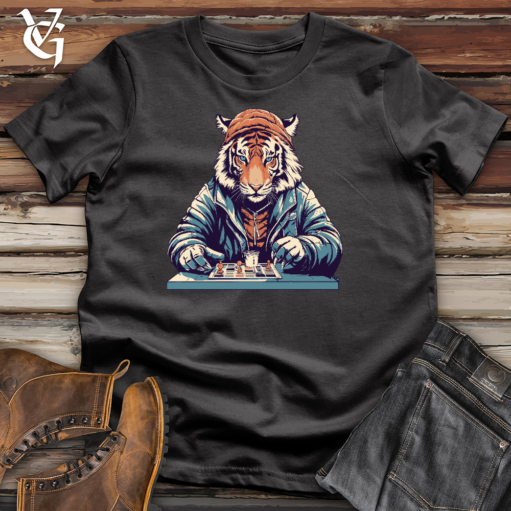 Viking Goods Tiger Playing Chess Cotton Tee Dark Grey / L