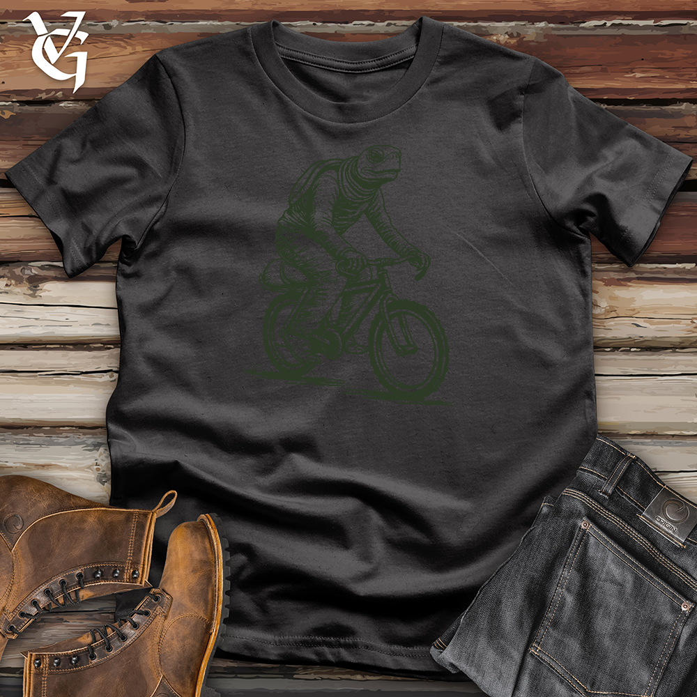Viking Goods Turtle Riding A Bike Cotton Tee Dark Grey / L