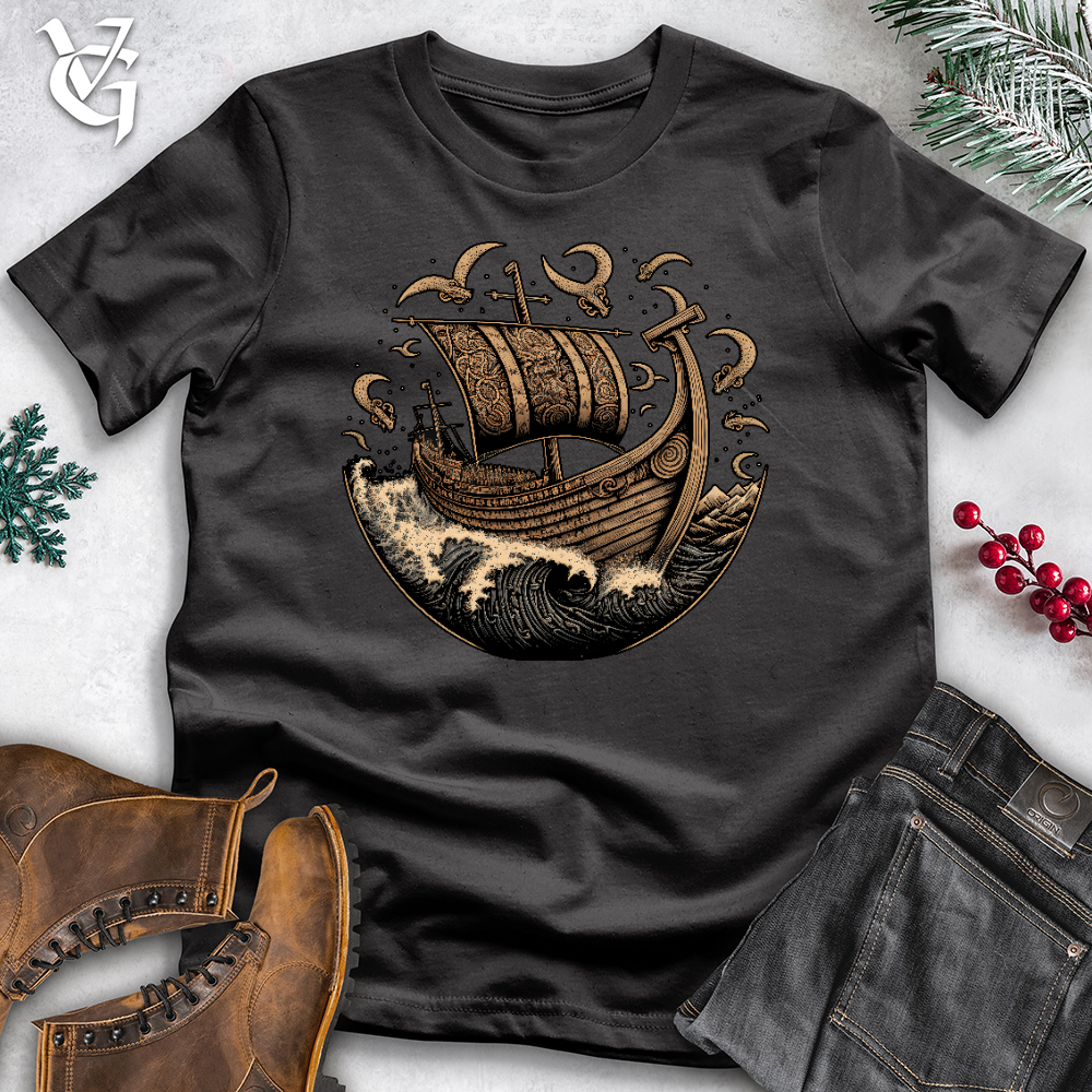 Viking Goods Vikings At Sea Cotton Tee Dark Grey / L