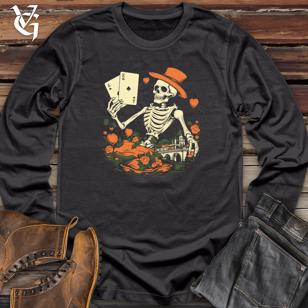 Viking Goods Whimsical Peach Card Shark Long Sleeve Dark Grey / L