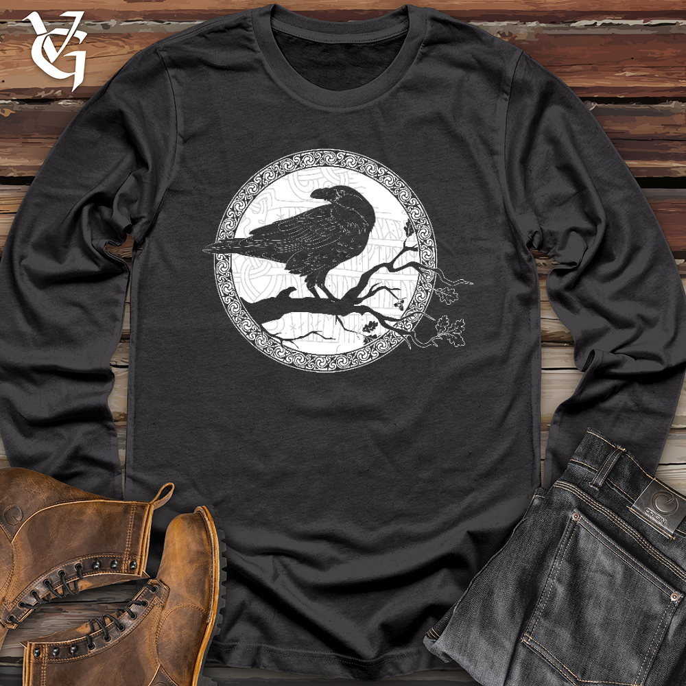 Viking Goods White Winter Raven Long Sleeve Dark Grey / L