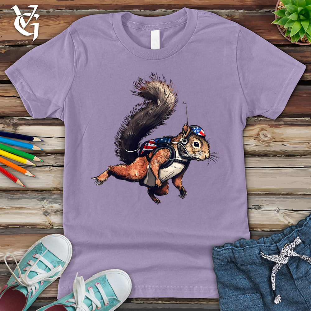Viking Goods American Skydiving Squirrel Youth Tee Dark Lavender / L