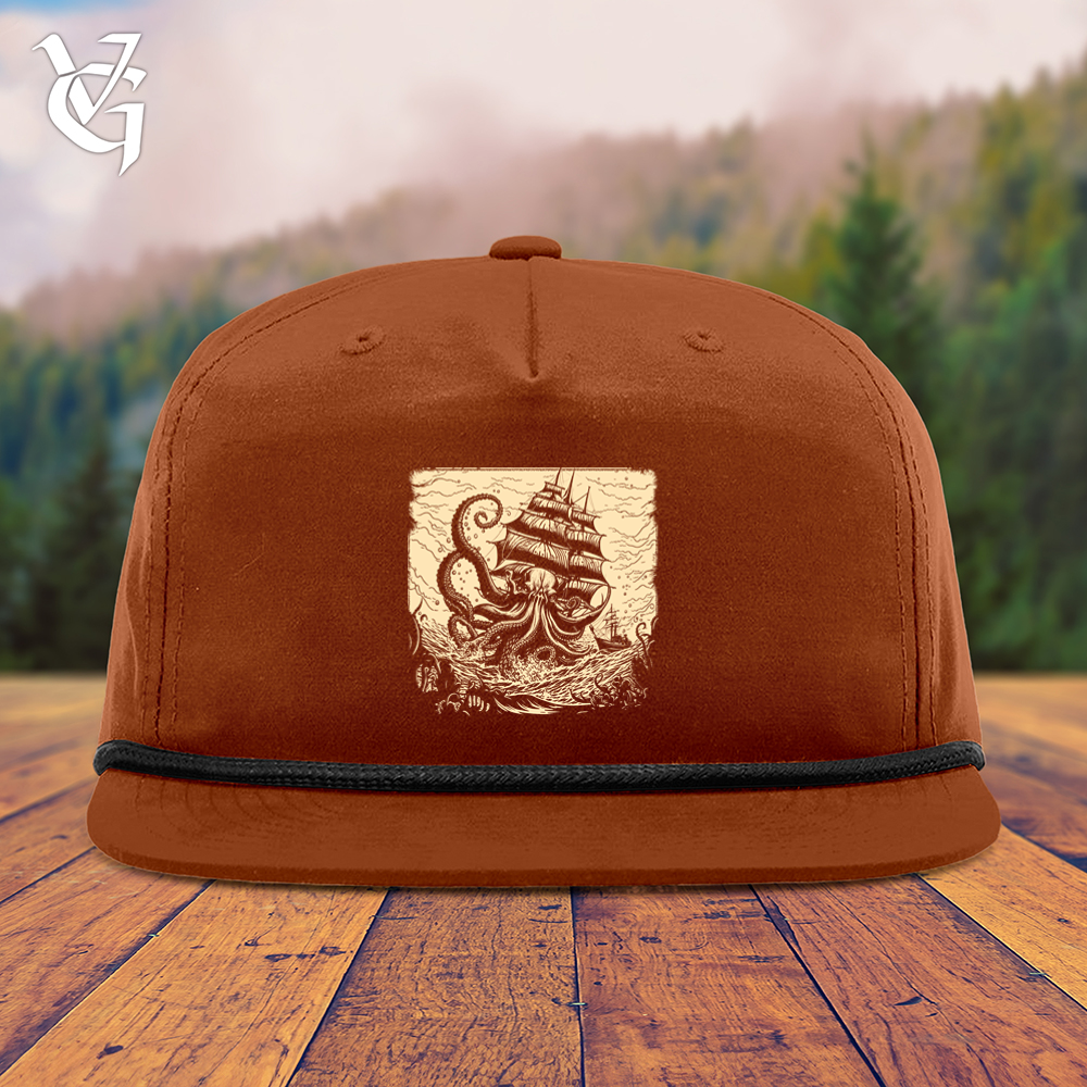 Viking Goods Kraken At Sea Snapback Cap Dark Orange/ Black