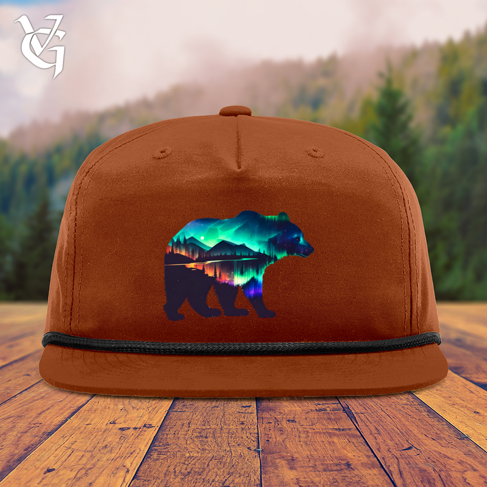 Viking Goods Northern Lights Bear Snapback Cap Dark Orange/ Black
