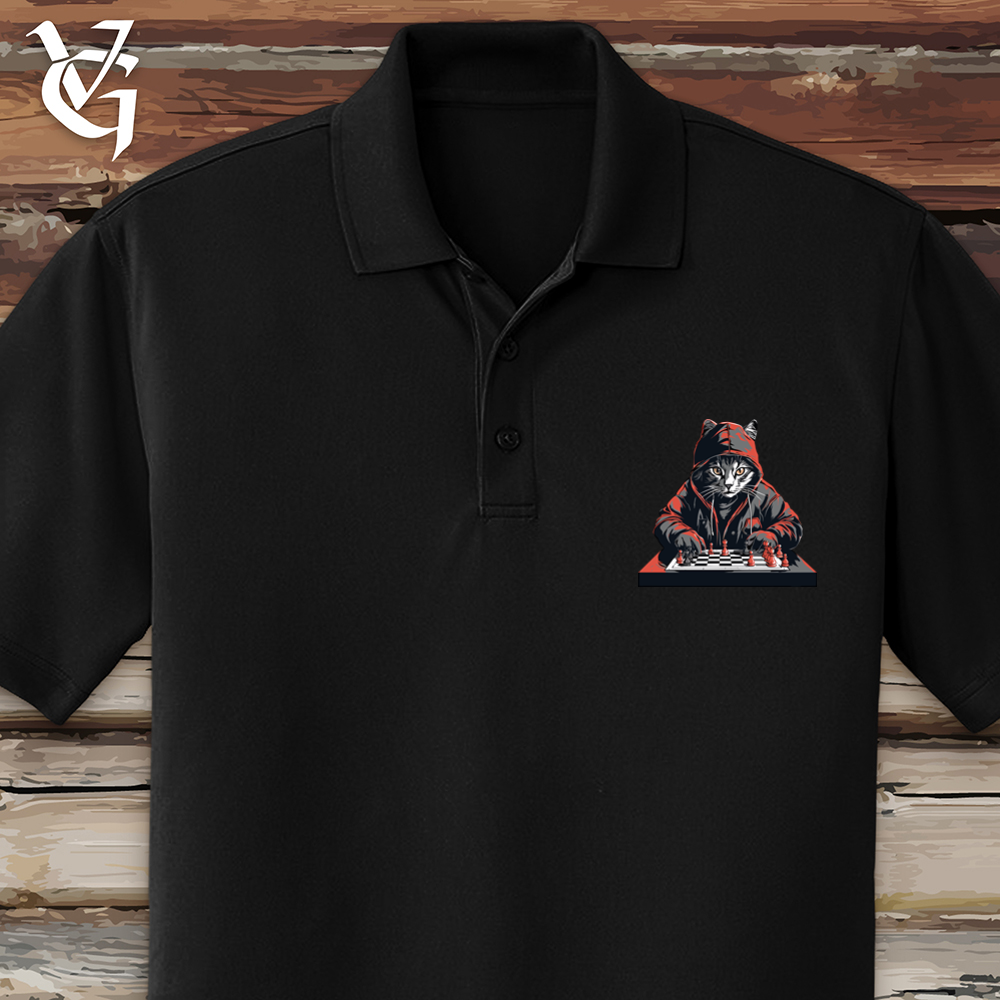 Viking Goods A Cat Playing Chess Polo Deep Black / L