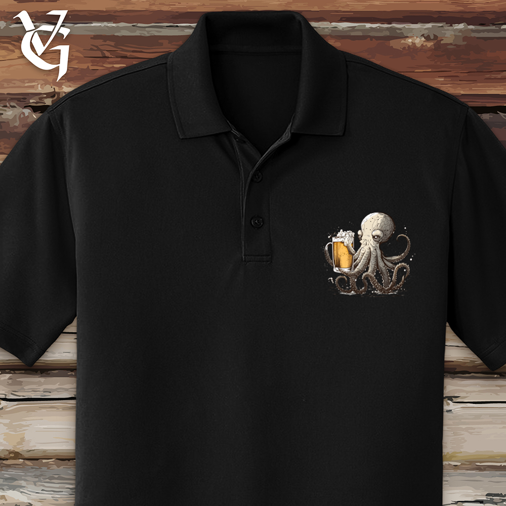 Viking Goods Octopus Happy Hour Polo Deep Black / L