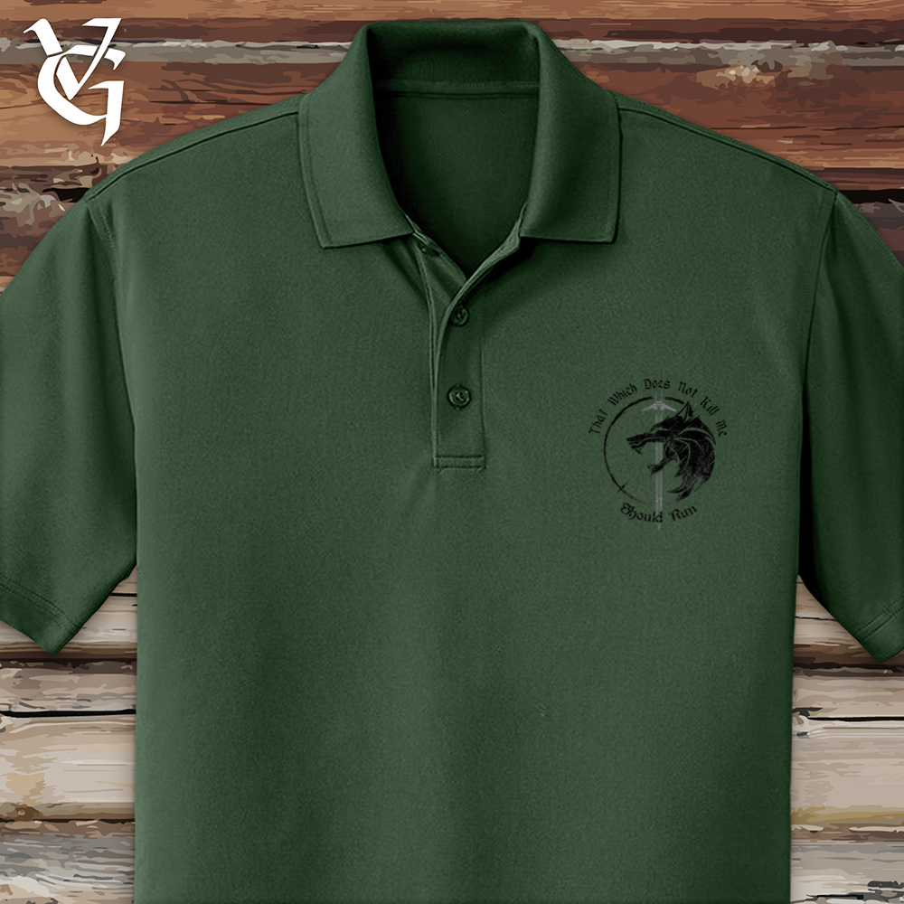 Viking Goods Should Run Wolf Polo Deep Forest Green / L
