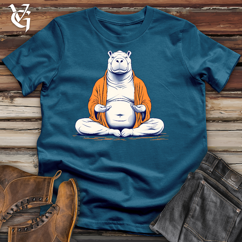 Viking Goods A Meditating Hippo Cotton Tee Deep Teal / L