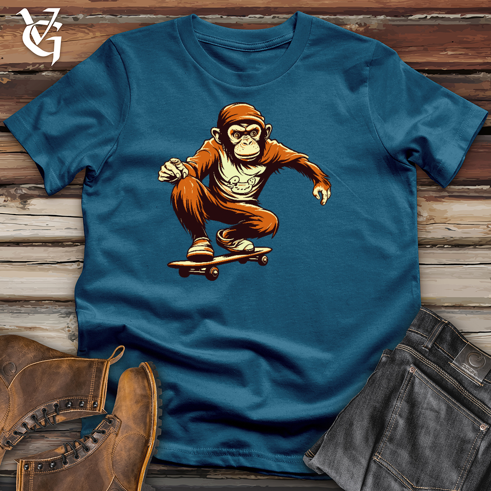 Viking Goods A Monkey Doing Skating Cotton Tee Deep Teal / L