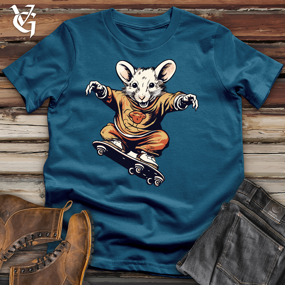 Viking Goods A Mouse Skating Cotton Tee Deep Teal / L