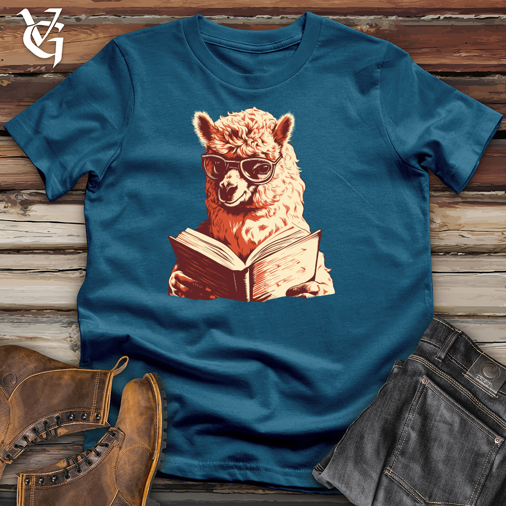 Viking Goods Alpaca Bibliophile Tranquil Read Cotton Tee Deep Teal / L