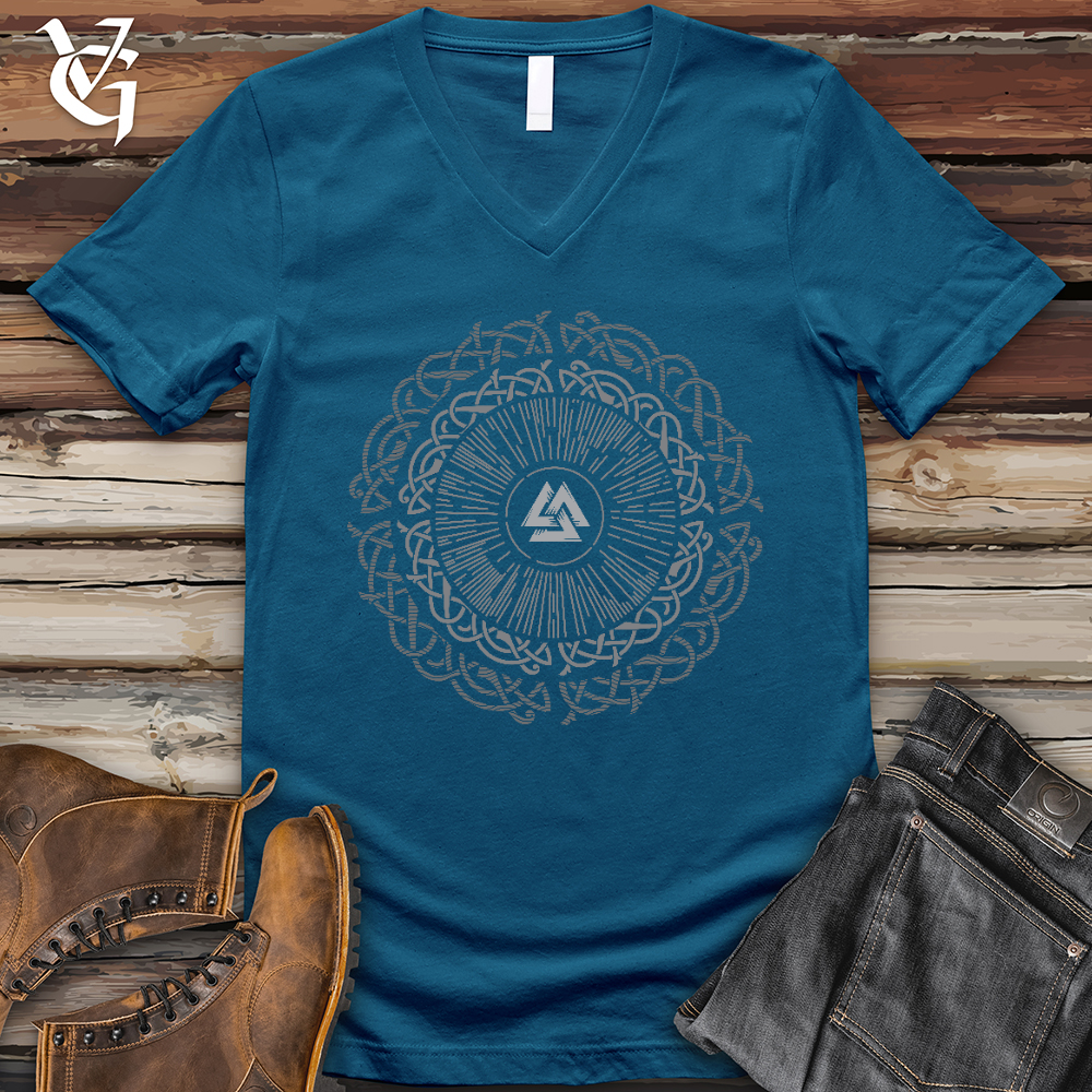 Viking Goods Ancient Round Celtic V- Neck Tee Deep Teal / L