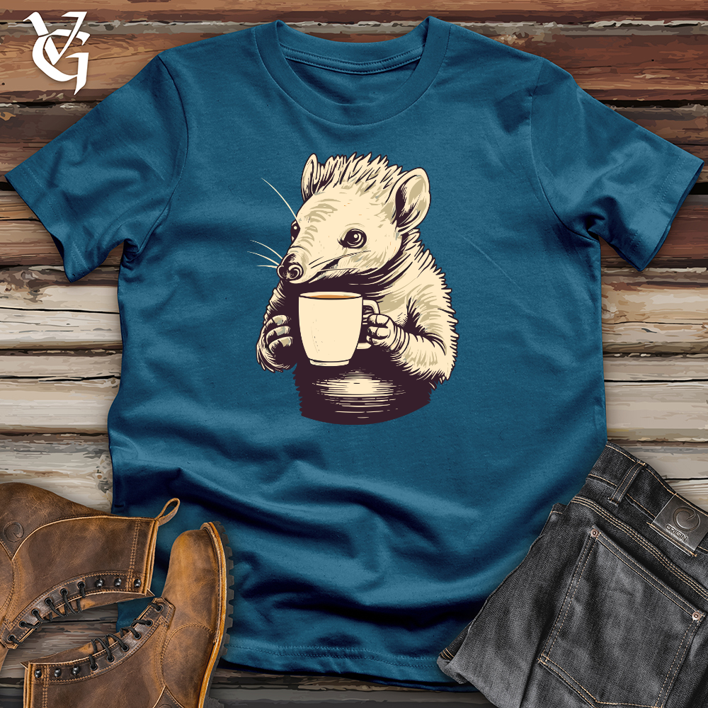 Viking Goods Armadillo Coffee Sip Bliss Cotton Tee Deep Teal / L