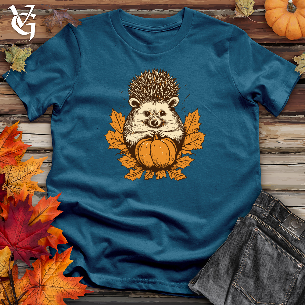Viking Goods Autumn Crowned Hedgehog Cotton Tee Deep Teal / L