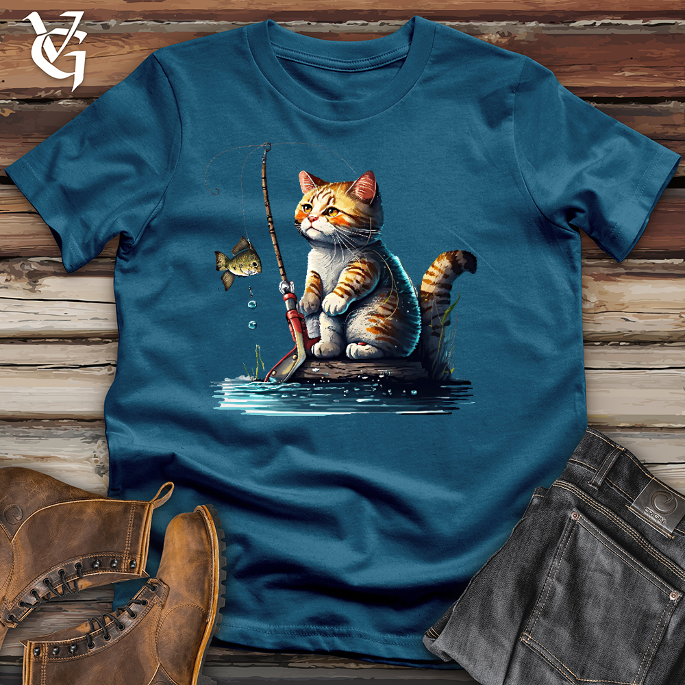 Viking Goods Cat Fishing Cotton Tee Deep Teal / L