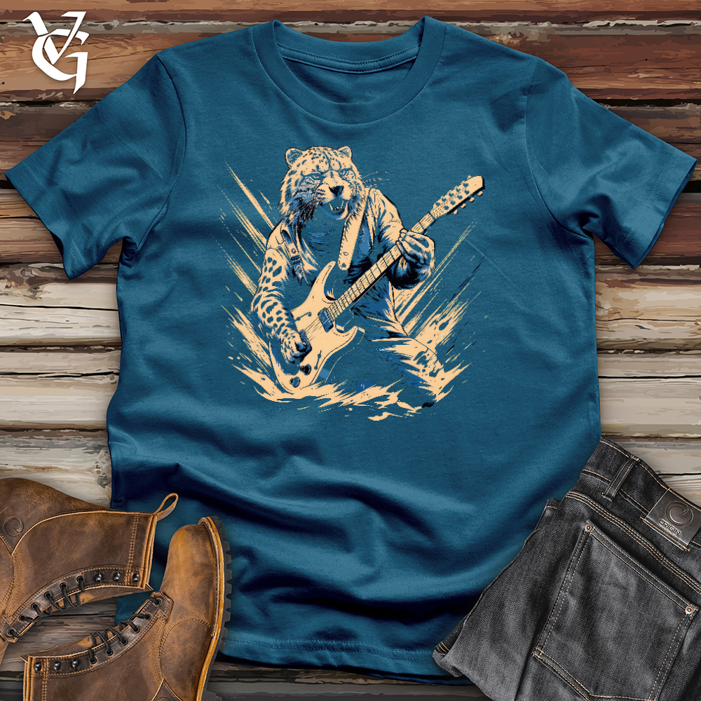 Viking Goods Cheetah Electric Guitarist Cotton Tee Deep Teal / L