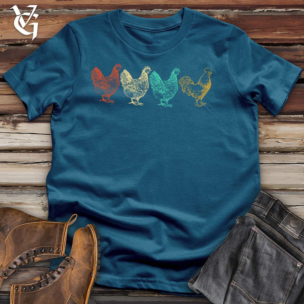 Viking Goods Chicken Scene Cotton Tee Deep Teal / L