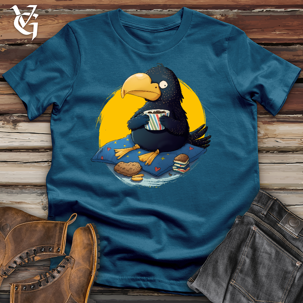 Viking Goods Cookie Eating Black Bird Cotton Tee Deep Teal / L