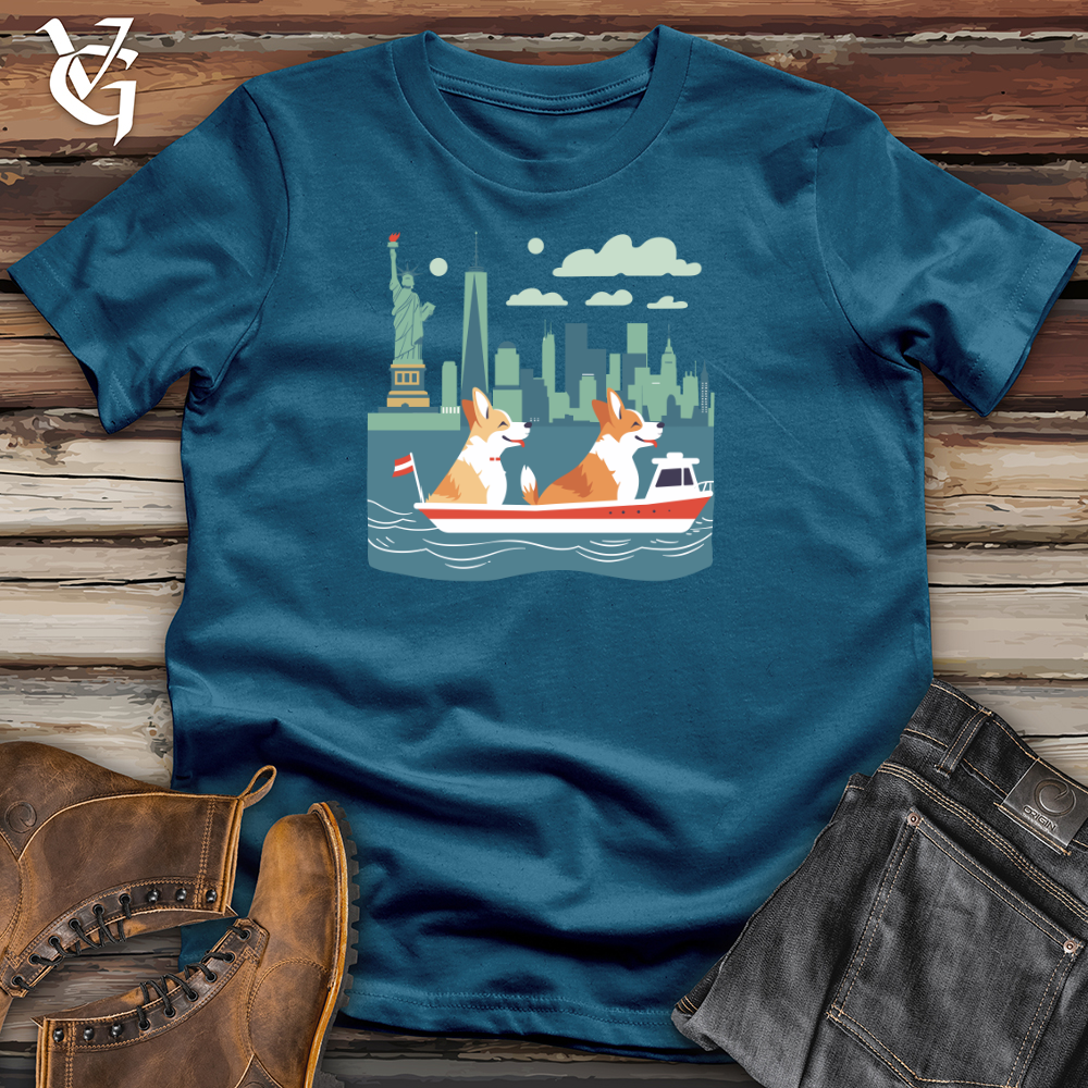 Viking Goods Corgi Harbor Adventure Cotton Tee Deep Teal / L