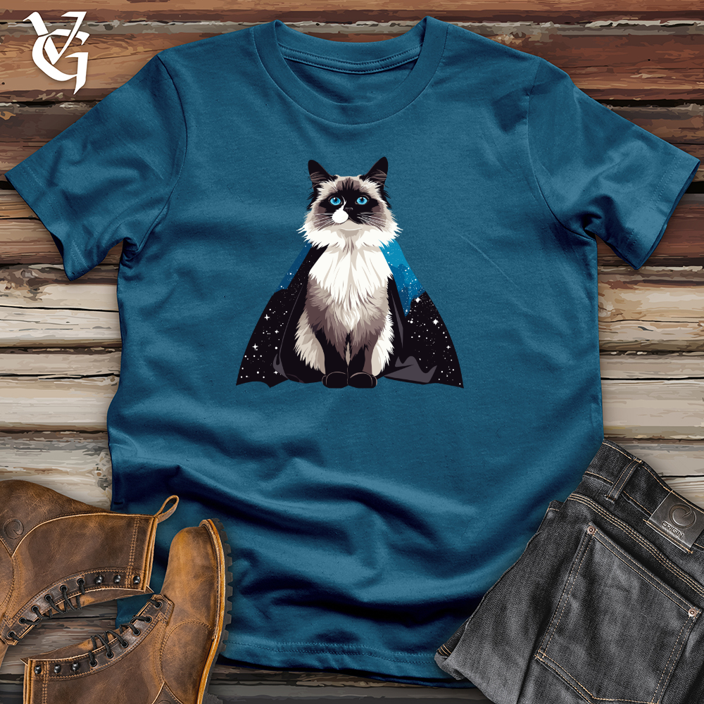 Viking Goods Cosmic Cat Cloak Cotton Tee Deep Teal / L