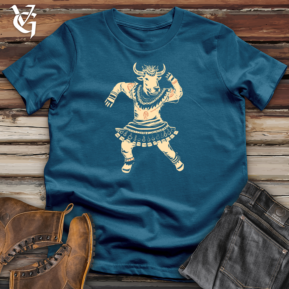 Viking Goods Cow Tribal Dance Cotton Tee Deep Teal / L