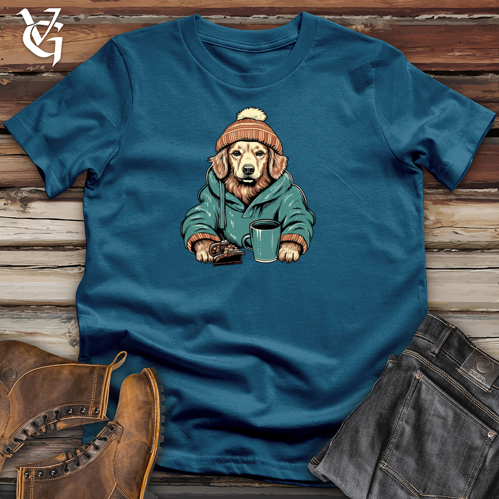 Viking Goods Cozy Cocoa Golden Retriever Cotton Tee Deep Teal / L