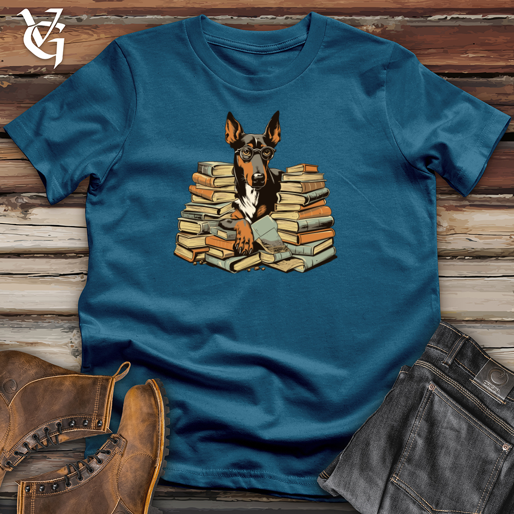 Viking Goods Doberman Bookworm Delight Cotton Tee Deep Teal / L