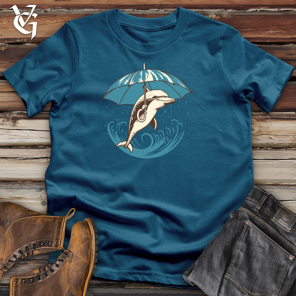 Viking Goods Dolphin Ocean Drizzle Umbrella Oasis Cotton Tee Deep Teal / L