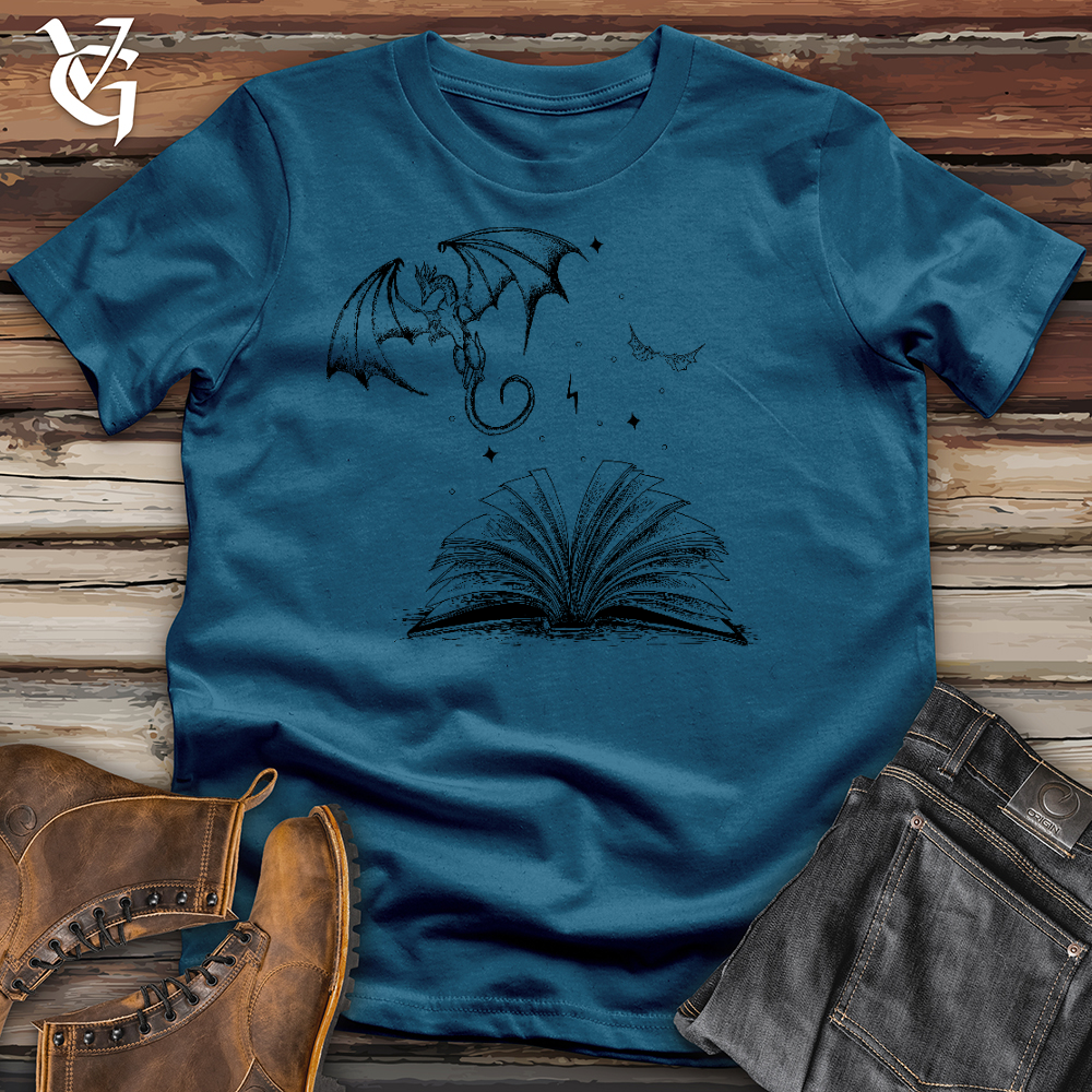 Viking Goods Dragon Book Keeper Cotton Tee Deep Teal / L