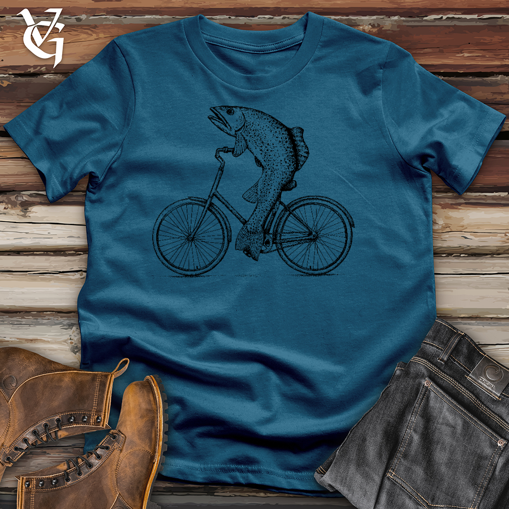 Viking Goods Fish On Wheels Cotton Tee Deep Teal / L