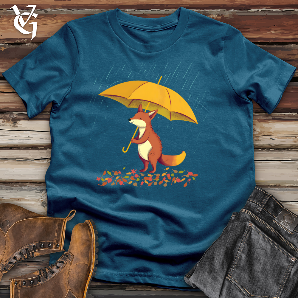 Viking Goods Fox In The Rain Cotton Tee Deep Teal / L