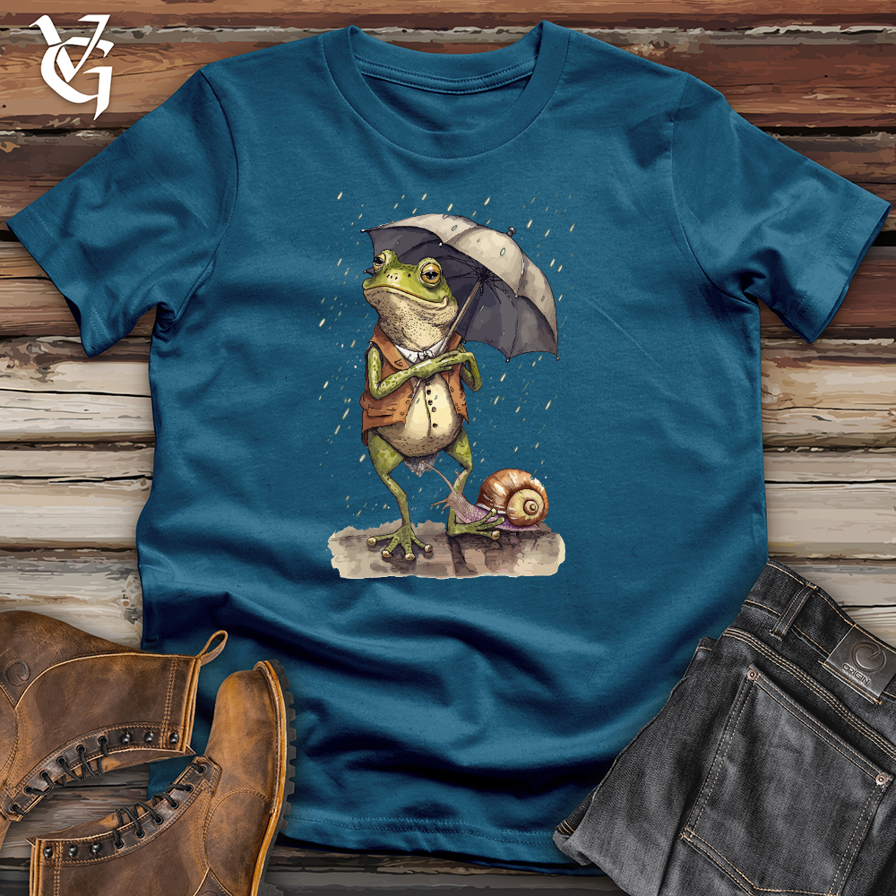 Viking Goods Frog In The Rain Cotton Tee Deep Teal / L