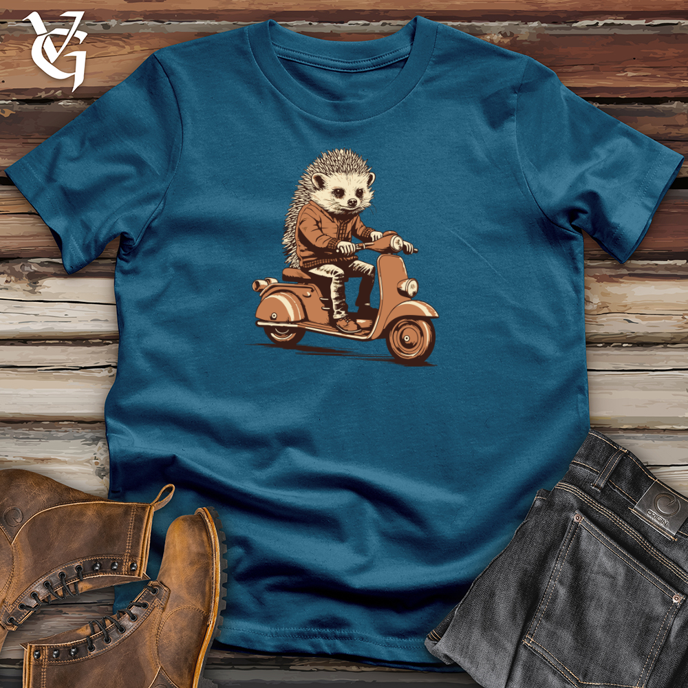 Viking Goods Hedgehog Scooter Commute Cotton Tee Deep Teal / L