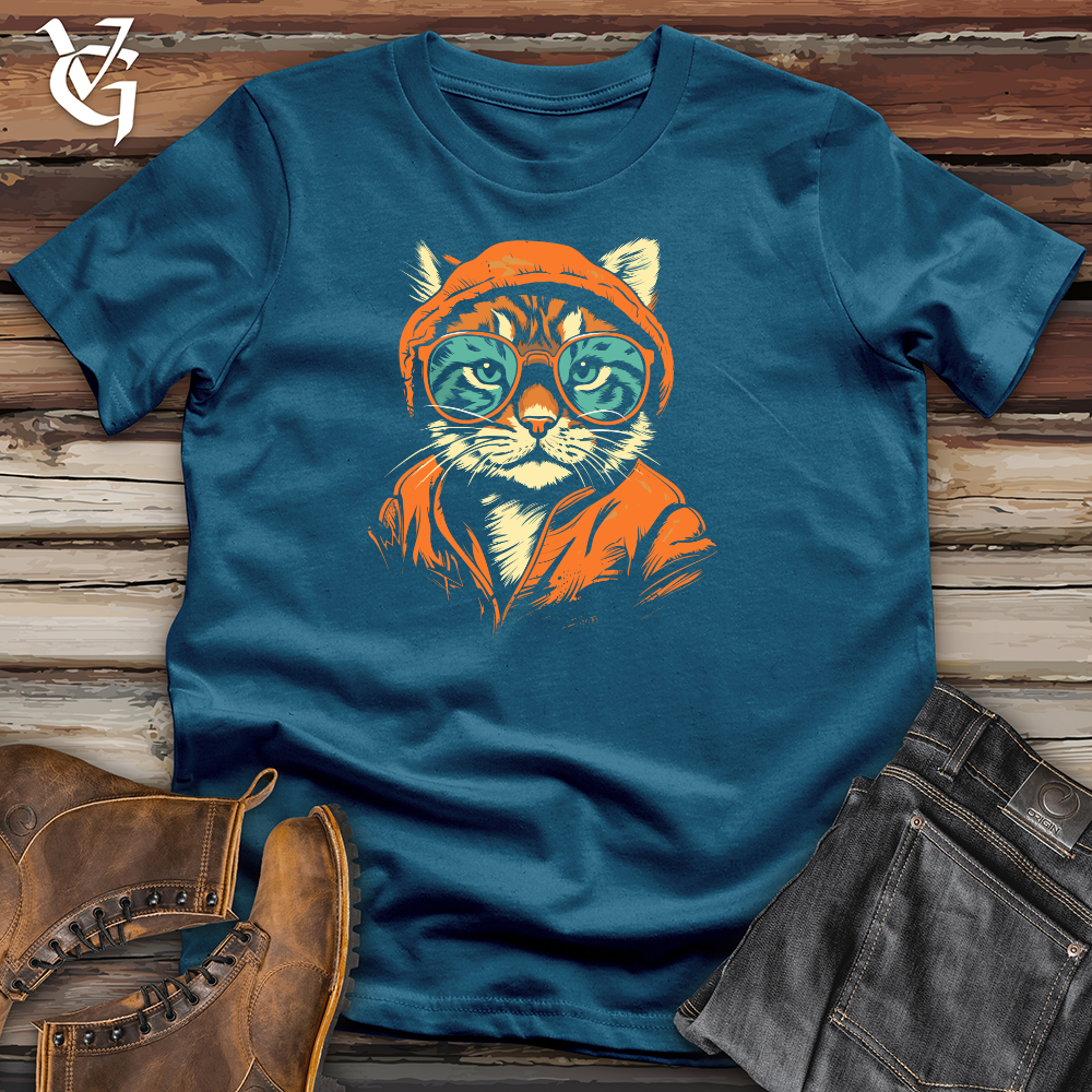 Viking Goods Hipster Cat Attitude Cotton Tee Deep Teal / L