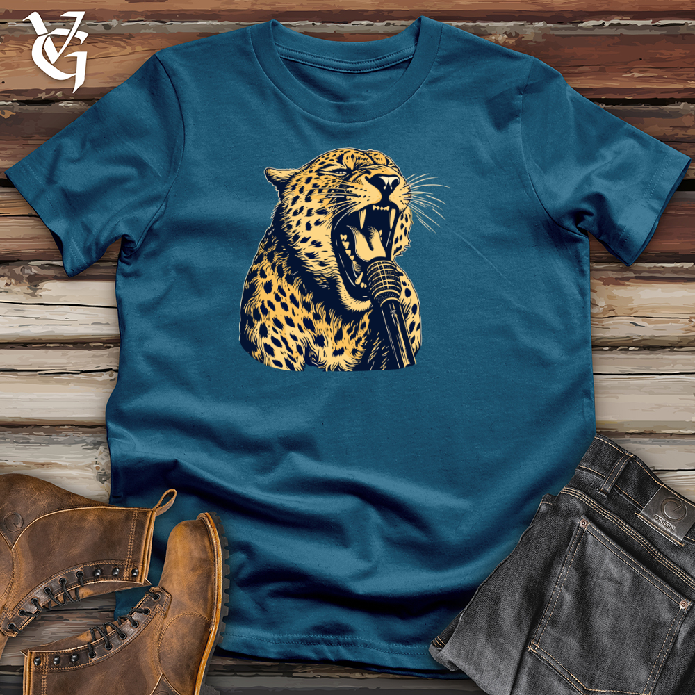 Viking Goods Leopard Rockstar Roar Cotton Tee Deep Teal / L