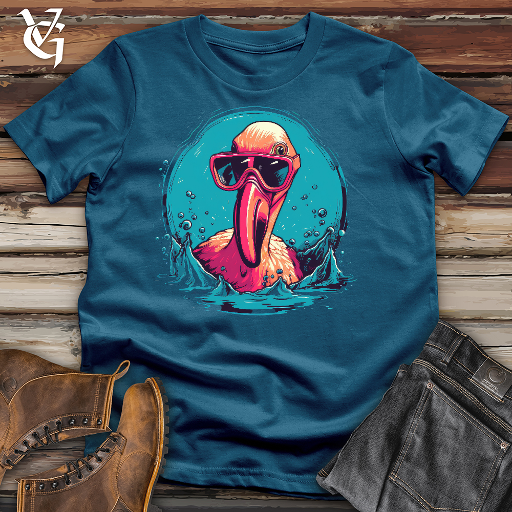 Viking Goods Mischievous Flamingo Cotton Tee Deep Teal / L